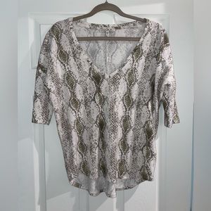 Express Snake Print V-Neck Top - Size S